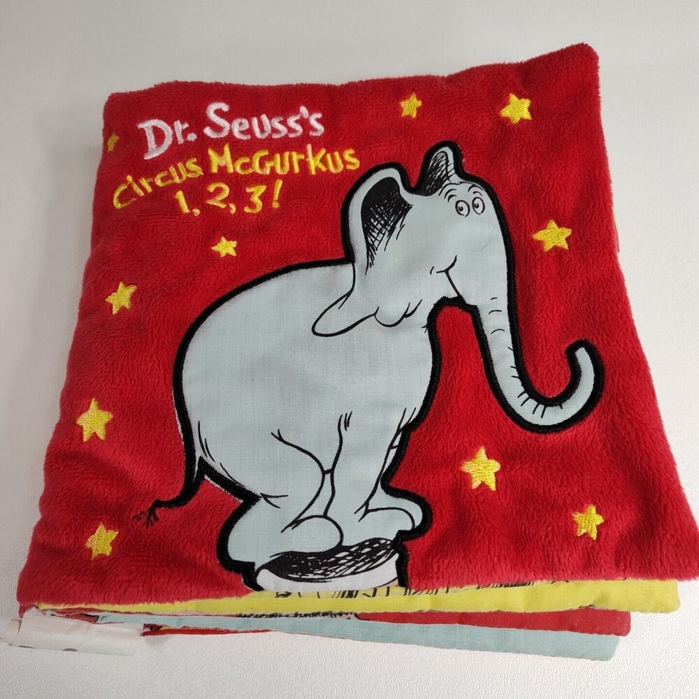 Random House 2004 Dr Seuss Circus McGurkus Plush Rattle Book Baby Toddler Toy 7”